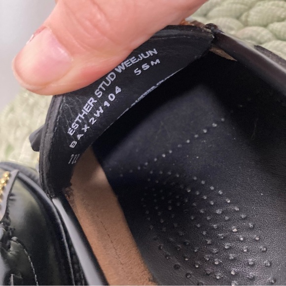 NWOB G.H Bass Weejuns Esther Stud Black Leather Leopard Super Lug Kiltie Loafers - Picture 9 of 10